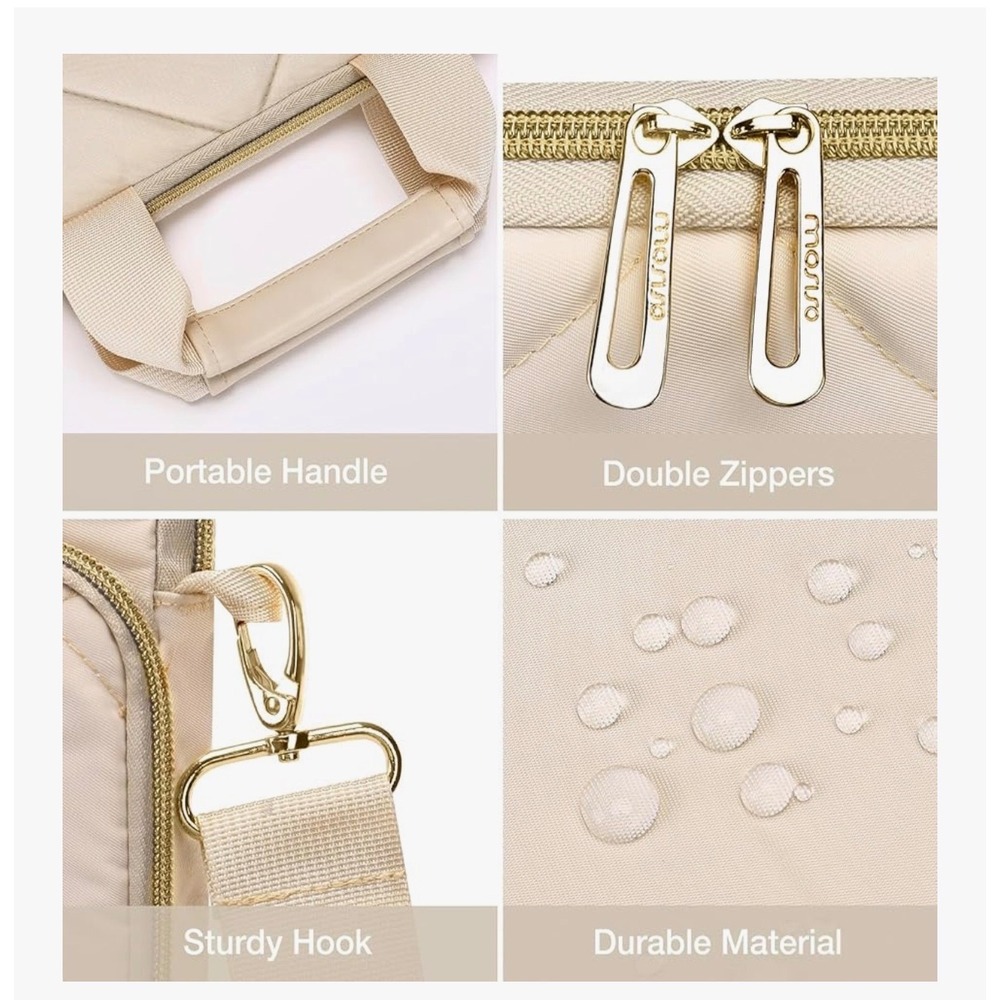 Mosiso Vertical‎ Quilted Laptop Shoulder Bag Cream Padded Travel Messenger Case - Picture 14 of 14